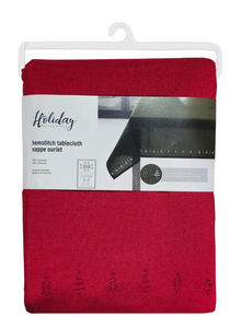 Table Cloth - Tree Hemstitch (Red)