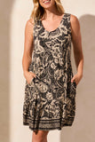 Dress - Sleeveless Printed (Pebble)