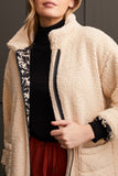 Coat - Lightweight Sherpa with Mock Neck Collar (Moonstone)