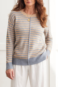 Sweater - Striped Crew Neck (Bluestone)