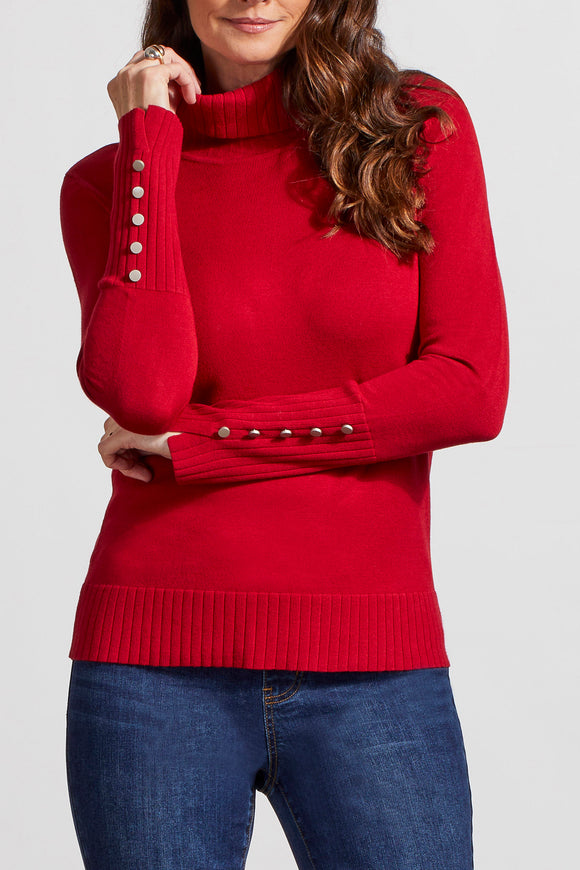 Sweater - Turtleneck with Buttons (Earth Red)