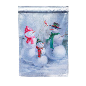 Garden Flag - Snowman Family Lustre