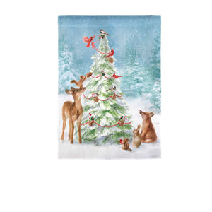 Garden Flag - Christmas Tree & Friends Moire