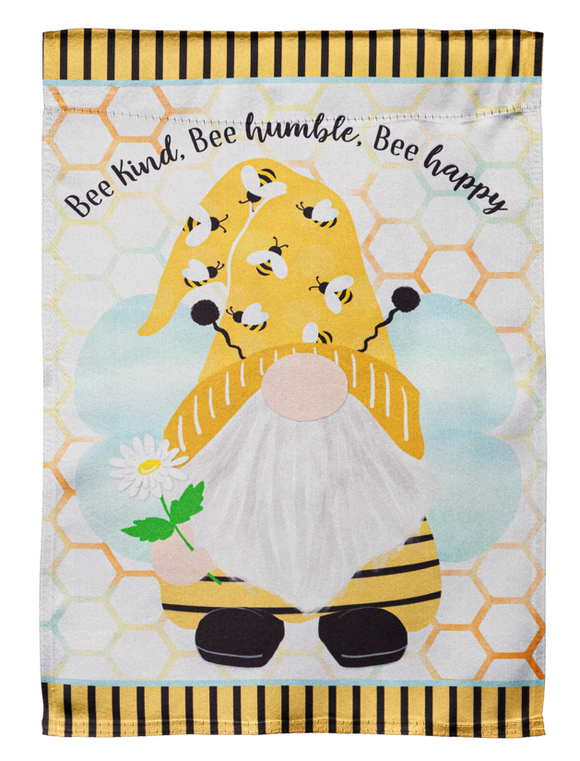 Garden Flag - Bee Humble Bee Gnome