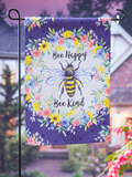 Garden Flag - Bee Happy Bee Kind Suede