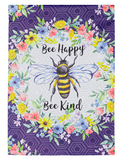 Garden Flag - Bee Happy Bee Kind Suede