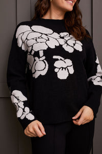 Sweater - Knit Jacquard Funnel Neck