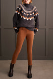 Sweater - Intarsia Mock Neck (Walnut)