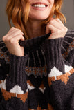 Sweater - Intarsia Mock Neck (Walnut)