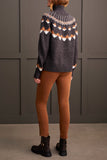 Sweater - Intarsia Mock Neck (Walnut)