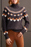 Sweater - Intarsia Mock Neck (Walnut)