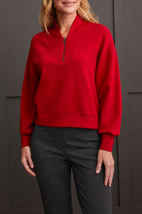 Top - Dolman with Quarter Zip (Scarlet)