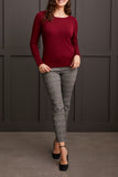 Sweater - Boat Neck with Button Sleeve (Bordeaux)