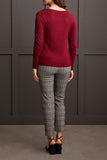 Sweater - Boat Neck with Button Sleeve (Bordeaux)