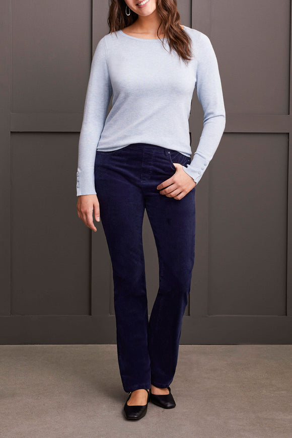 Sweater - Boat Neck with Button Sleeve (Heather Glacier)