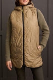 Puffer Vest - Reversible Hooded with Hi-Low Hem (Spinach)