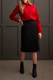 Blouse - Floral Embroidered with Ruffled Collar (Scarlet)