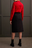 Blouse - Floral Embroidered with Ruffled Collar (Scarlet)