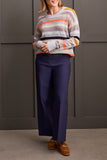 Sweater - Soft Yarn Striped Crew Neck (Orchid)