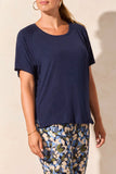 Top - Short Sleeve with Shirred Back (Jet Blue)
