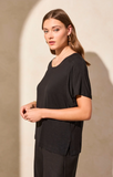 Top - Short Sleeve with Shirred Back (Black)