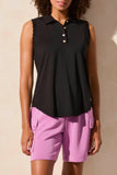 Top - Sleeveless Polo (Black)
