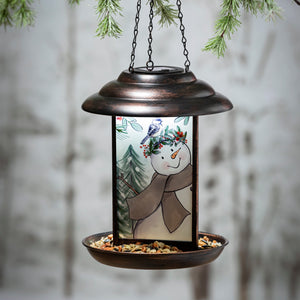 Bird Feeder - Solar Glass Snowman