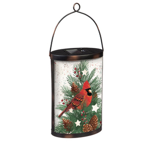 Glass Lantern - Cardinal & Winter Spruce