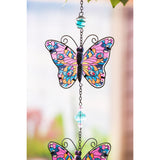 Wind Chime - Stained Glass Tiered Butterfly (Pink)