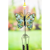 Wind Chime - Stained Glass Tiered Butterfly (Blue)