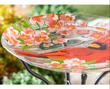 Bird Bath - Cardinal Embossed Glass