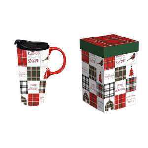 Travel Mug - Ceramic Quilted Plaid