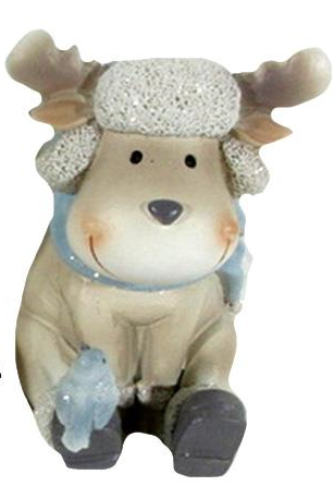 Reindeer Decor - Sitting with Blue Scarf