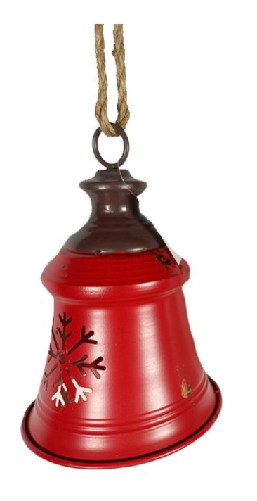 Ornament - Bell with Snowflake Cutouts (Red)