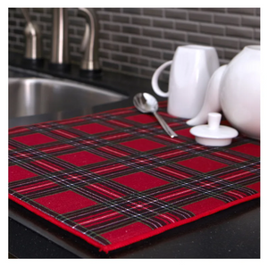 Drying Mat - Holiday Plaid