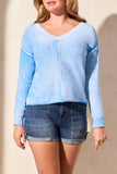 Sweater - Long Sleeve V-Neck with Special Wash