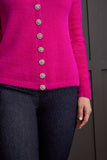 Sweater - Cardigan with Rhinestone Buttons