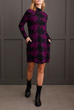 Sweater Dress - Funnel Neck Jacquard (Dark Plum)