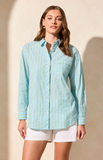 Shirt - Roll Up Sleeve Button Front Stripe