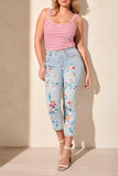 Jean - Sophia Curvy Floral Embroidered Crop
