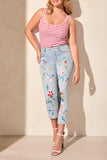 Jean - Sophia Curvy Floral Embroidered Crop