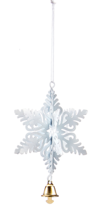 Ornament - Snowflake with Bell (White)