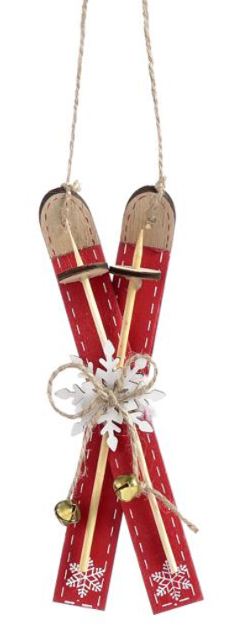 Ornament - Skis and Poles (Red)