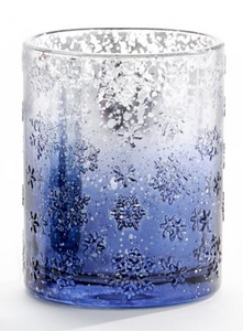 Candle Holder - Blue Snowflake (Large)