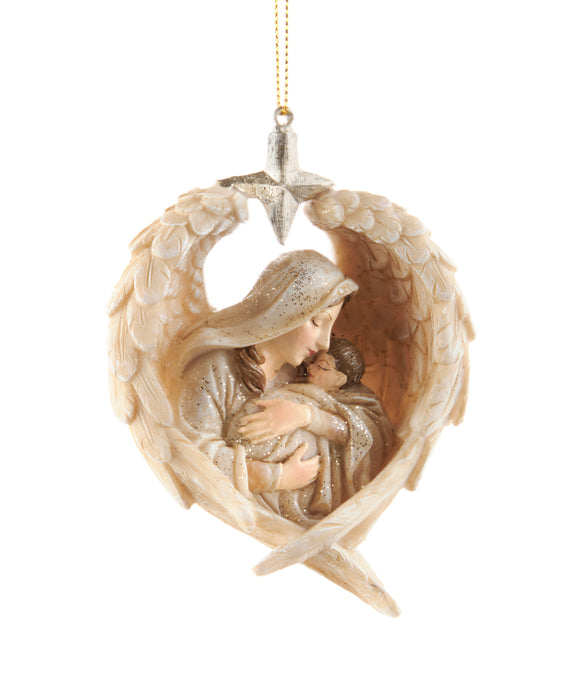 Ornament - Nativity Mary & Jesus Angel Wings