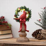 Table Decor Pedestal - Wreath & Cardinal LED