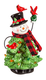 Snowman Tree - Ceramic with Cardinals (Small)