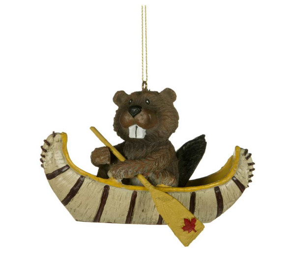Ornament - Beaver in Canoe