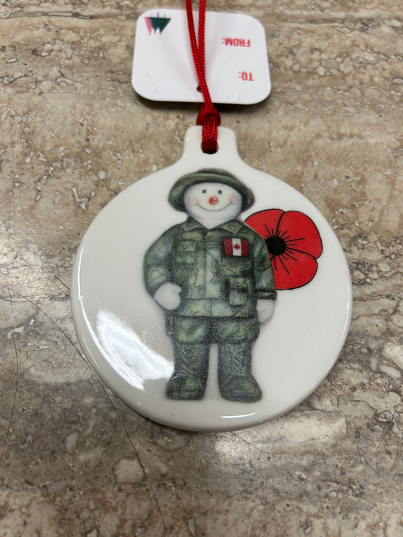 Ornament - Military Snowman with Poppy