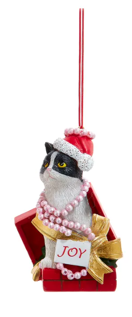 Ornament - Cat in Gift Box